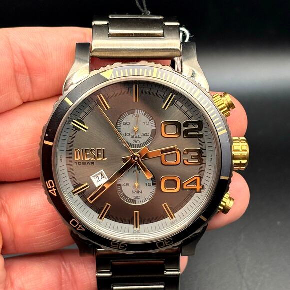 Diesel DZ4614 Double Down 2.0 Mens Chronograph Watch Unidirectional Bezel NIBWT - Picture 1 of 17